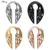 Stainless Steel Retro Pattern Ear Weights Expander Plugs Body Piercing Jewelry