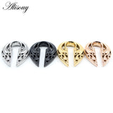 Stainless Steel Retro Pattern Ear Weights Expander Plugs Body Piercing Jewelry