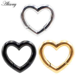 Stainless Steel Heart Ear Weights Hanger Expander Plugs Gauges Earrings