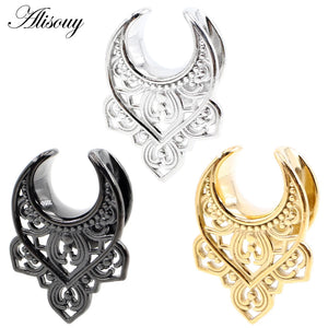 Stainless Steel Flower Petal Ear Tunnel Plugs Gauges