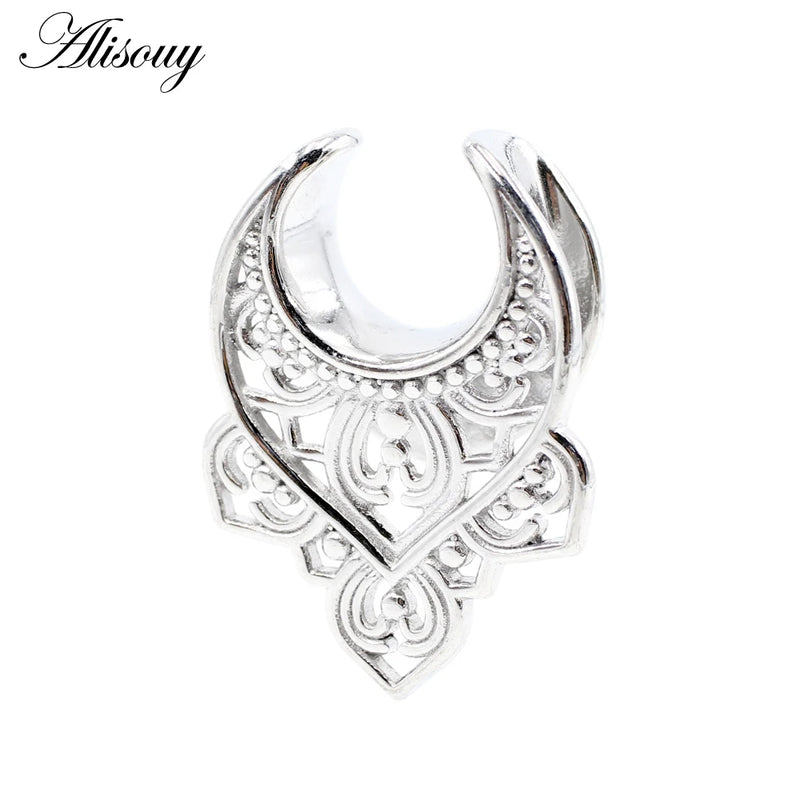Stainless Steel Flower Petal Ear Tunnel Plugs Gauges