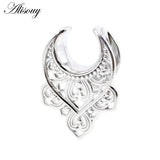 Stainless Steel Flower Petal Ear Tunnel Plugs Gauges
