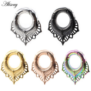 Stainless Steel Hollow Lace Magnetic Ear Weights Expander Plug Gauges
