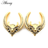 Dragon Head Saddle Ear Tunnel Plug Expander Stretcher Gauges Earrings