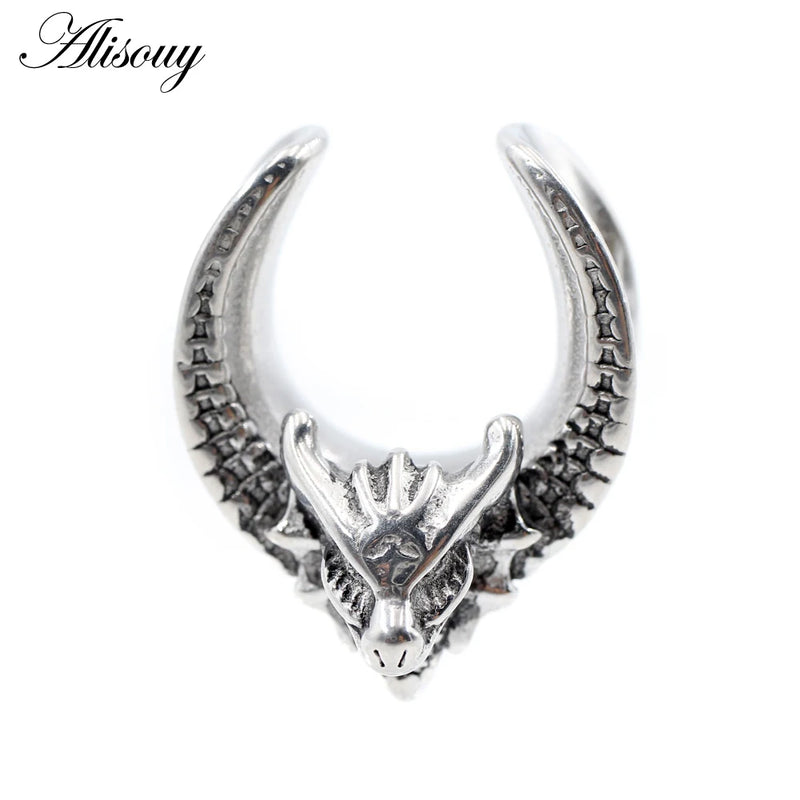 Dragon Head Saddle Ear Tunnel Plug Expander Stretcher Gauges Earrings