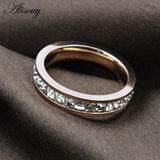 Steel Princess Cut CZ Ring Rose Gold Filled Women's Wedding Band Size 5-10
