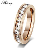 Steel Princess Cut CZ Ring Rose Gold Filled Women's Wedding Band Size 5-10