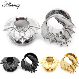 8-16mm Stainless Steel Halloween Bat Ear Tunnels Plug