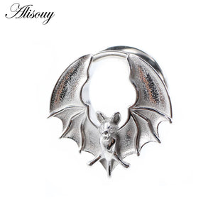 8-16mm Stainless Steel Halloween Bat Ear Tunnels Plug
