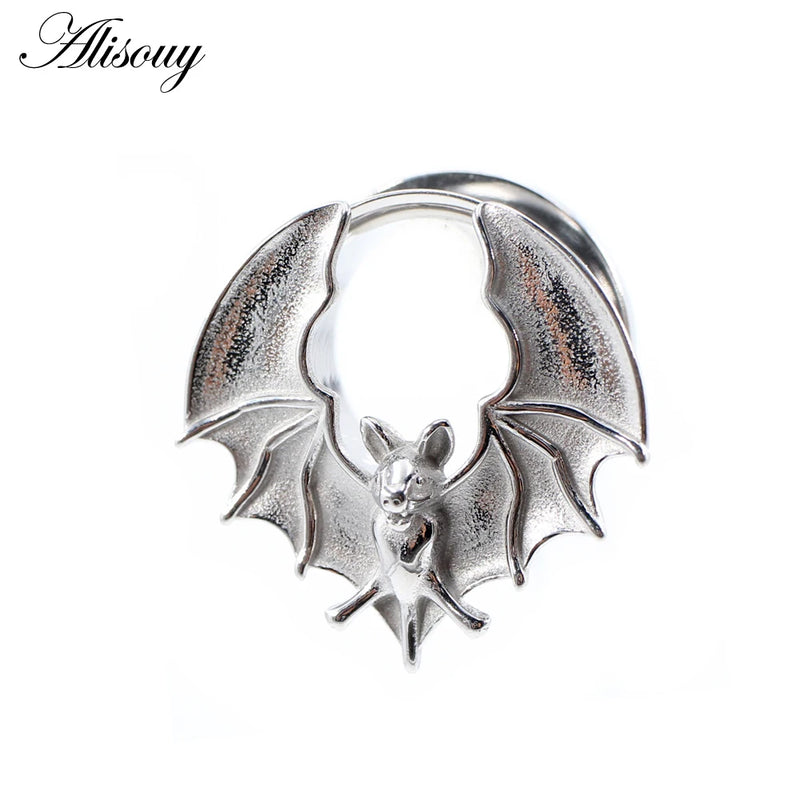 8-16mm Stainless Steel Halloween Bat Ear Tunnels Plug