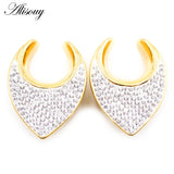 8-25mm Steel Saddle Zirconia CZ Ear Tunnel Plug Stretcher Gauges