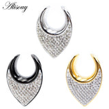 8-25mm Steel Saddle Zirconia CZ Ear Tunnel Plug Stretcher Gauges