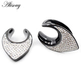 8-25mm Steel Saddle Zirconia CZ Ear Tunnel Plug Stretcher Gauges