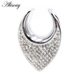 8-25mm Steel Saddle Zirconia CZ Ear Tunnel Plug Stretcher Gauges