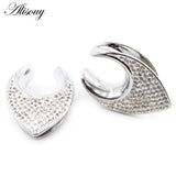 8-25mm Steel Saddle Zirconia CZ Ear Tunnel Plug Stretcher Gauges