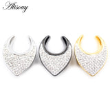 8-25mm Steel Saddle Zirconia CZ Ear Tunnel Plug Stretcher Gauges