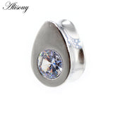 1pc Water Drop Zircon Ear Tunnels Stainless Steel Plugs Gauges Earrings