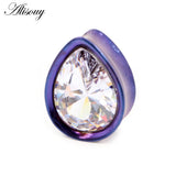8-25mm Stainless Steel Zircon Water Drop Ear Tunnels Plugs Gauges