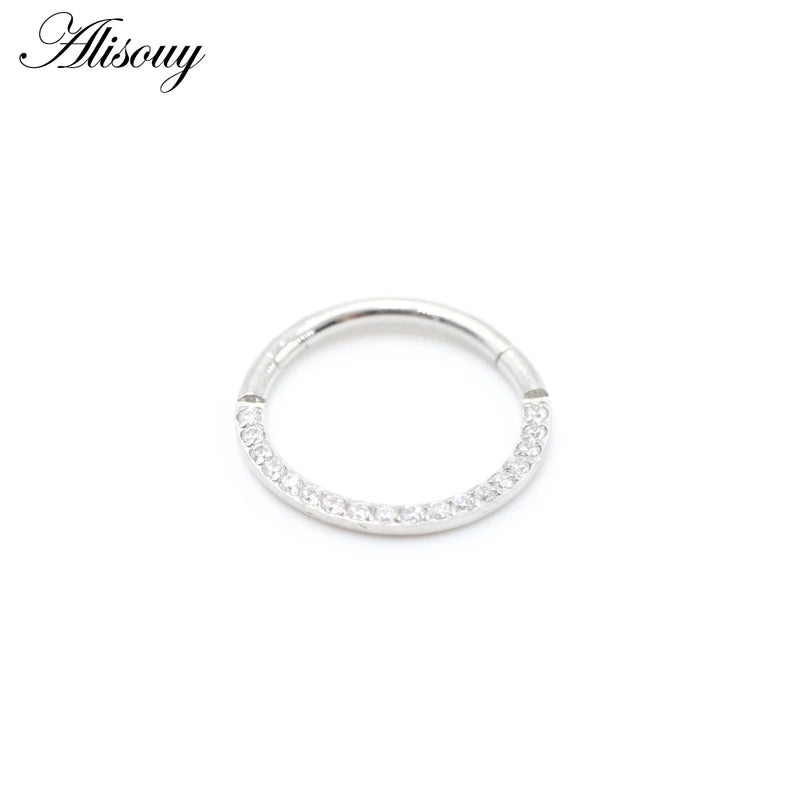 Crystal Zircon Cartilage Earring 316L Surgical Steel Clicker Nose Rings
