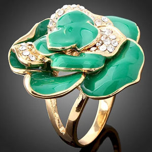 Rose Flower Ring With Austria Crystals Wedding Rings For Women Girls Lovers' Gif