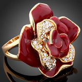 Rose Flower Ring With Austria Crystals Wedding Rings For Women Girls Lovers' Gif
