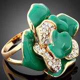 Rose Flower Ring With Austria Crystals Wedding Rings For Women Girls Lovers' Gif