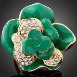 Rose Flower Ring With Austria Crystals Wedding Rings For Women Girls Lovers' Gif