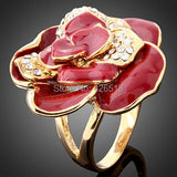Rose Flower Ring With Austria Crystals Wedding Rings For Women Girls Lovers' Gif