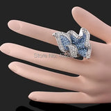 Wedding Jewelry Alloy Crystal Rhinestone Leaf Ring for Women