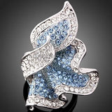Wedding Jewelry Alloy Crystal Rhinestone Leaf Ring for Women