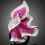 Wedding Jewelry Alloy Crystal Rhinestone Leaf Ring for Women