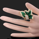 Wedding Jewelry Alloy Crystal Rhinestone Leaf Ring for Women