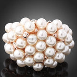 Rose Alloy Pearl Beads Ball Wedding Rings For Women