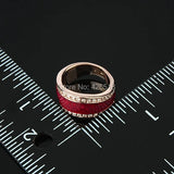 Rose Red Enamel Wedding Ring with Crystals - Women's Party Jewelry