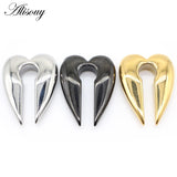 Stainless Steel Heart Water Drop Ear Weight Expander Piercing Earring