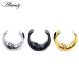 Stainless Steel Moon Human Face Ear Tunnels Plugs Gauges Earrings