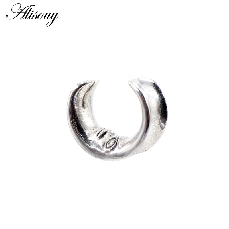 Stainless Steel Moon Human Face Ear Tunnels Plugs Gauges Earrings