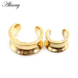 Stainless Steel Moon Human Face Ear Tunnels Plugs Gauges Earrings