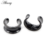 Stainless Steel Moon Human Face Ear Tunnels Plugs Gauges Earrings