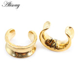 Stainless Steel Moon Human Face Ear Tunnels Plugs Gauges Earrings