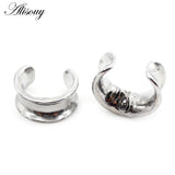 Stainless Steel Moon Human Face Ear Tunnels Plugs Gauges Earrings