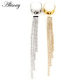 Stainless Steel Stone Tassel Zircon Ear Tunnels Plugs Gauges Piercing Jewelry