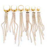 Stainless Steel Stone Tassel Zircon Ear Tunnels Plugs Gauges Piercing Jewelry