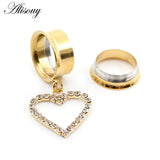 Stainless Steel Zircon CZ Heart Dangle Ear Plugs Gauges
