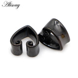 Heart-Shape Notch Ear Piercing Plugs Stainless Steel Earrings