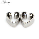 Heart-Shape Notch Ear Piercing Plugs Stainless Steel Earrings