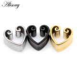 Heart-Shape Notch Ear Piercing Plugs Stainless Steel Earrings