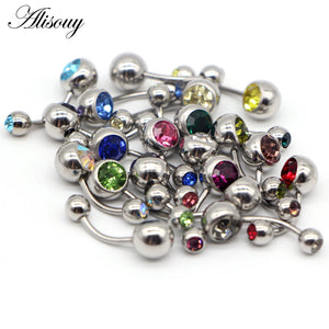 20pcs 316L Surgical Steel Rhinestone Belly Button Navel Bar Ring Piercing