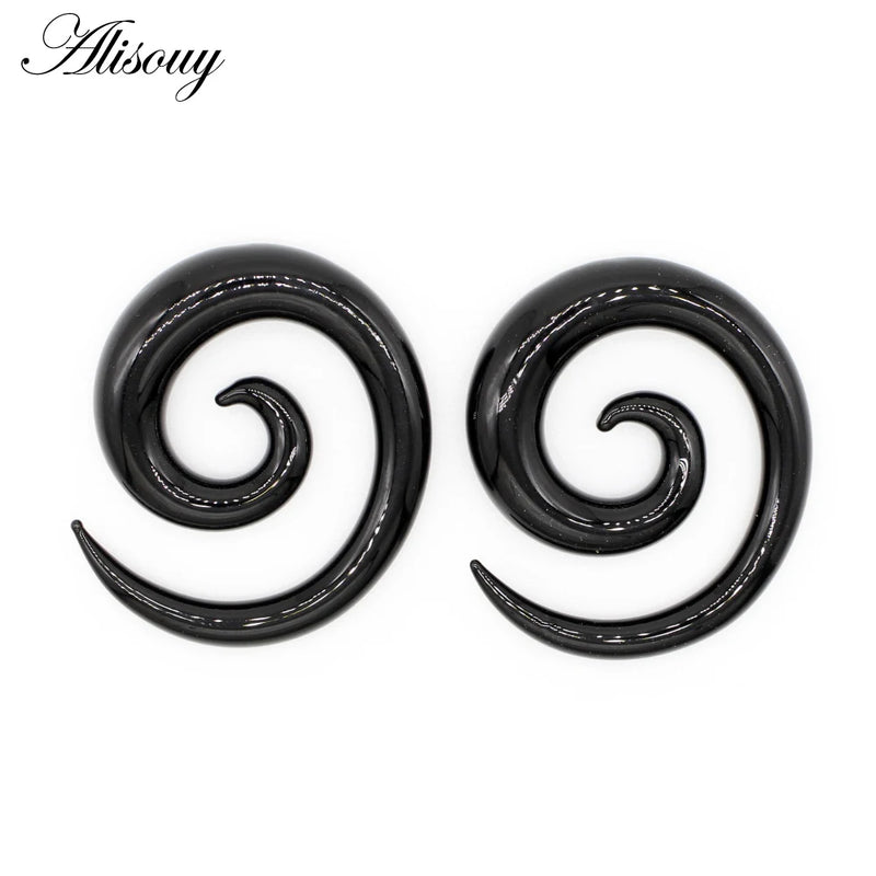 Glass Ear Taper Plug Ear Weight Hanger Twist Earrings