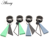 Stainless Steel Roller Skating I-Shaped Ear Expansion Wooden Triangle Earrings